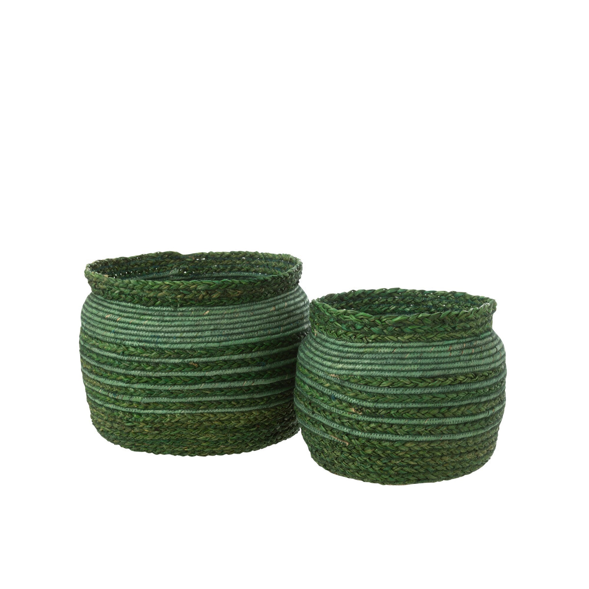 Mand Gevlochten Rand Zeegras Groen Set van 2 J-Line