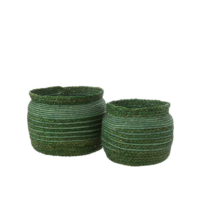 Mand Gevlochten Rand Zeegras Groen Set van 2 J-Line