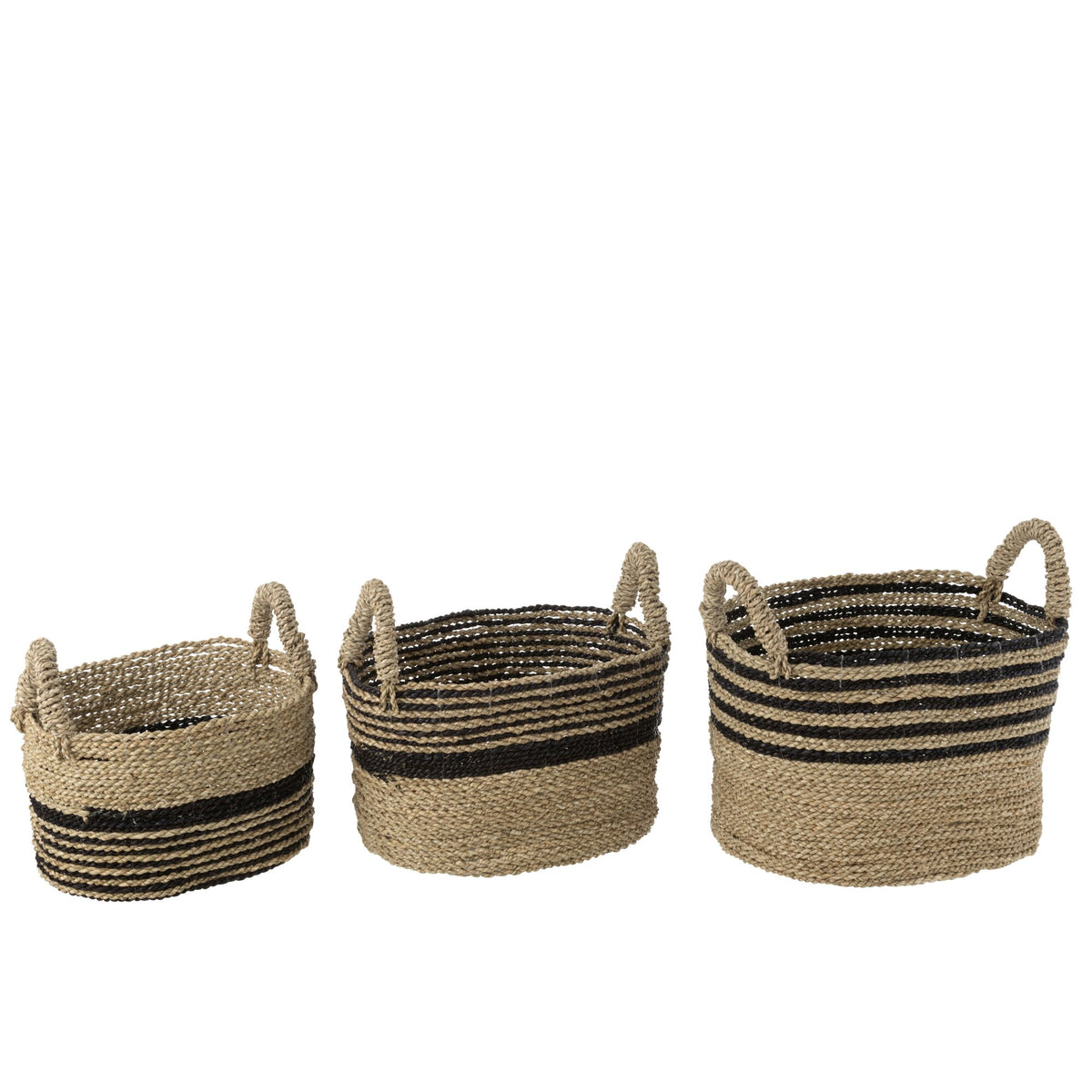 Manden Aline Raffia Zwart/Naturel Set van 3 J-Line