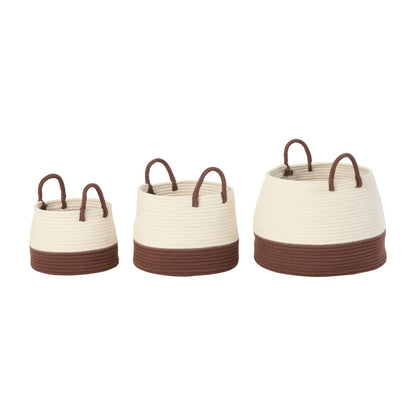 Manden met Hengsel Rond Polyester Donkerbruin/Wit Set van 3 J-Line