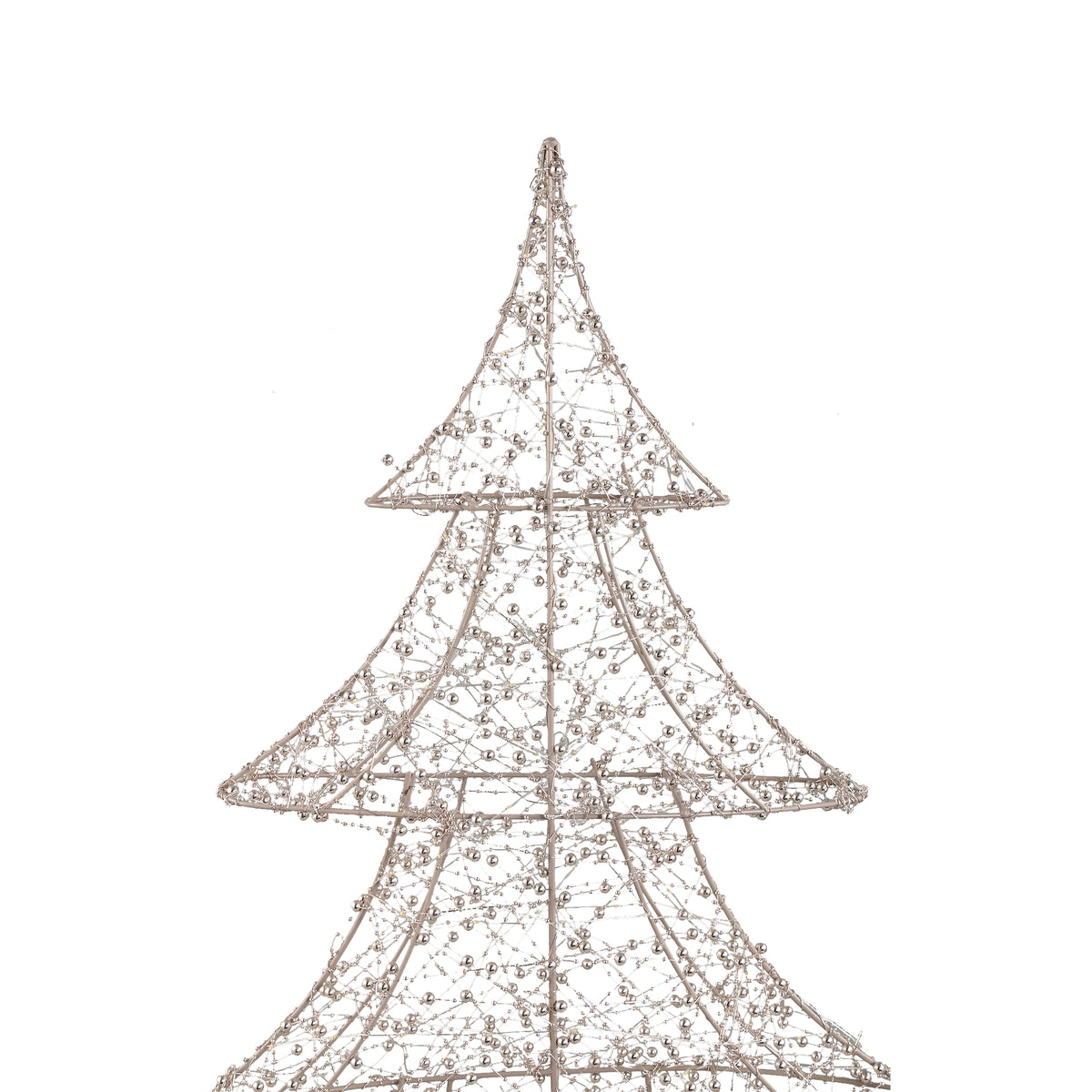 Misk Kerstboom LED Goud Large van PTMD, kerstboom met kraaltjes van opzij op witte achtergrond