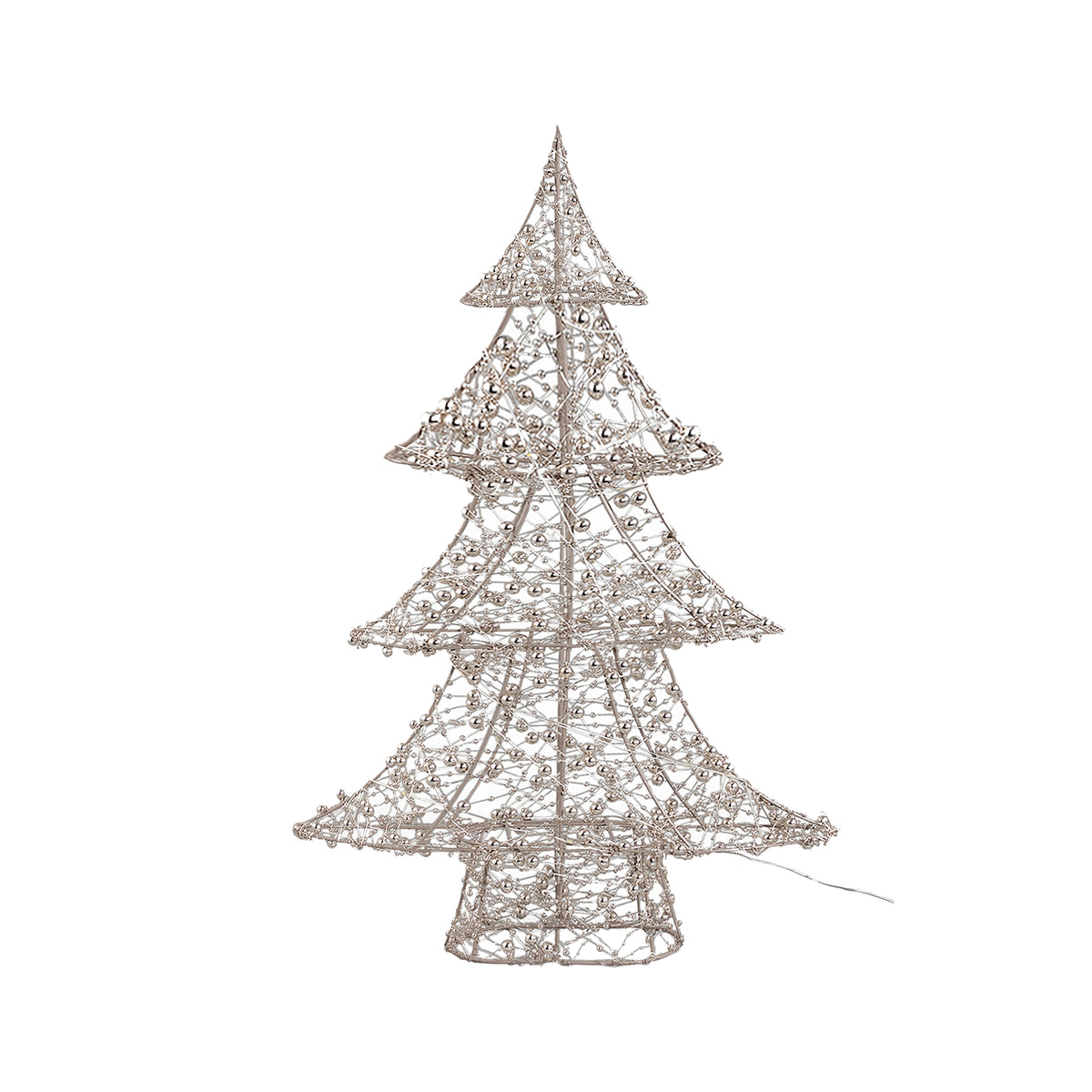 Misk Kerstboom LED Goud XL van PTMD, LED kerstboom van kunststof in goud met kraaltjes op witte achtergrond