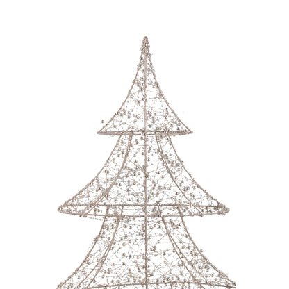 Misk Kerstboom LED Goud XL van PTMD, kerstboom met kraaltjes van opzij op witte achtergrond