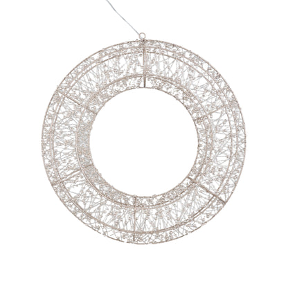 Misk Kerstkrans LED Goud Large van PTMD, open LED kerstkrans in goud met kraaltjes op witte achtergrond