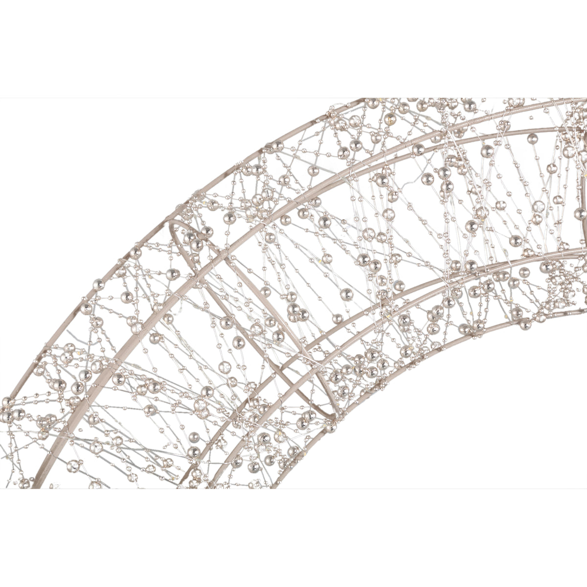 Misk Kerstkrans LED Goud Large van PTMD, detail van het frame met kraaltjes