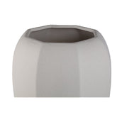 Myrick pot XL van PTMD van opzij, crème keramiek met achthoekige facetten