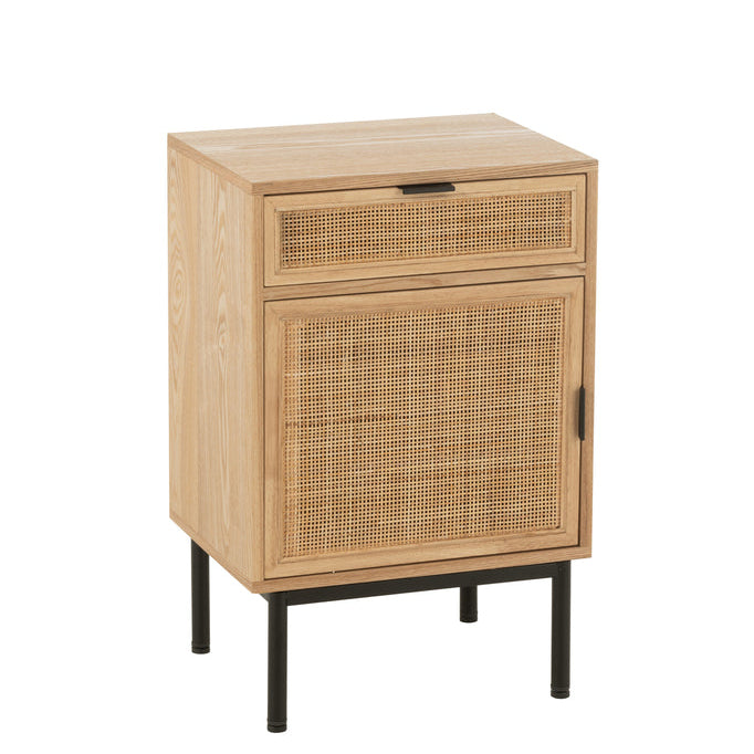 Nachtkast Vierkant Mdf/Metaal Naturel/Zwart - Nachtkastje - J-Line - livinglovely.nl