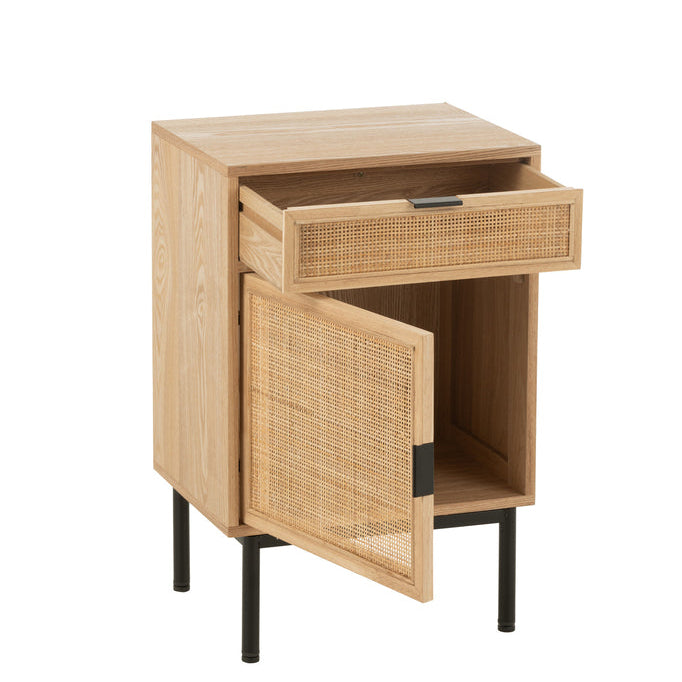 Nachtkast Vierkant Mdf/Metaal Naturel/Zwart - Nachtkastje - J-Line - livinglovely.nl