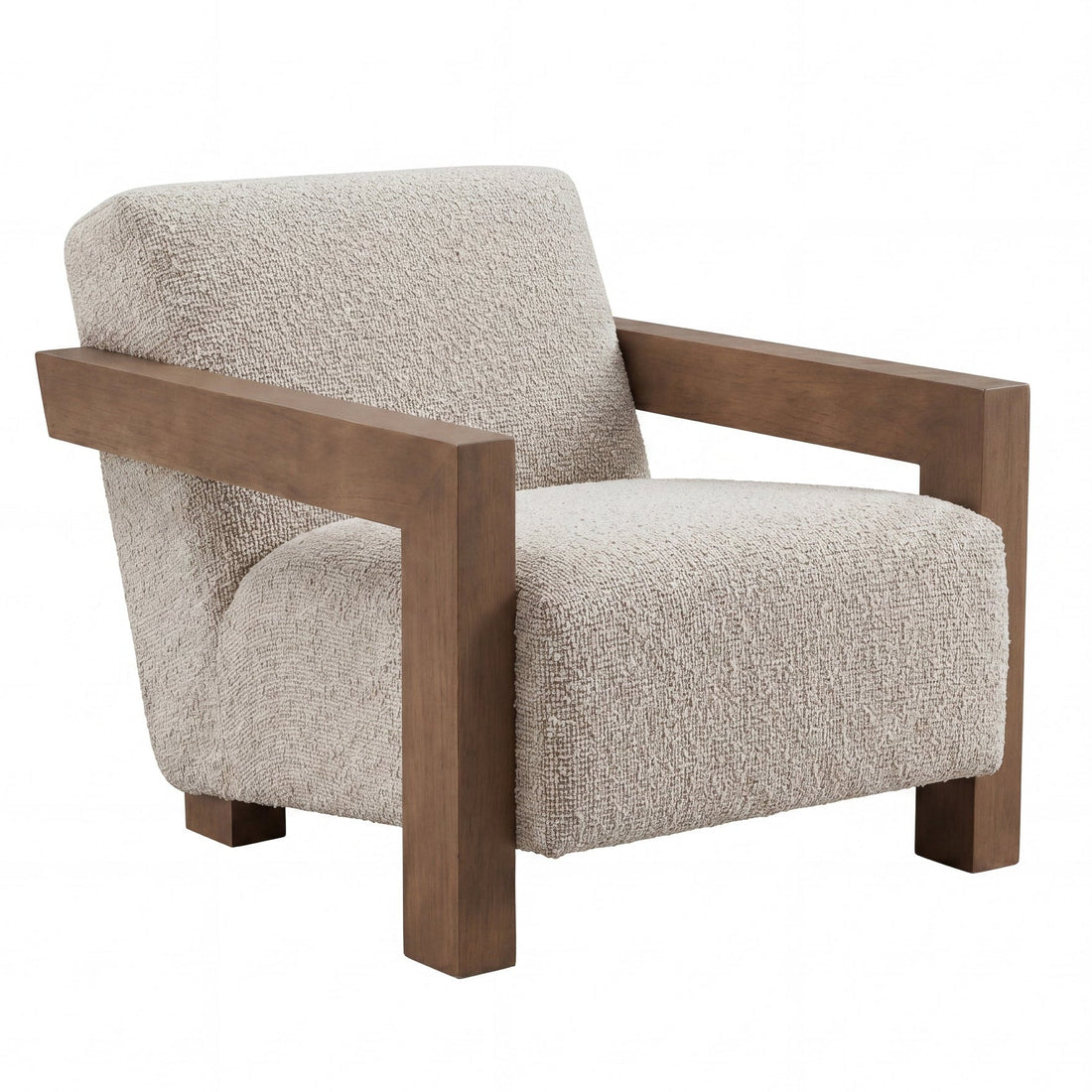 Nelo Fauteuil Linnenlook Crème Rubberhout van PTMD, ander aanzicht van de crème linnenlook bekleding