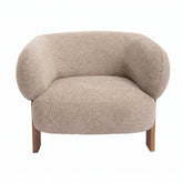 Nomy Fauteuil Opulence Taupe Rubberhout van PTMD, taupe fauteuil met opulence stof en rubberhouten poten
