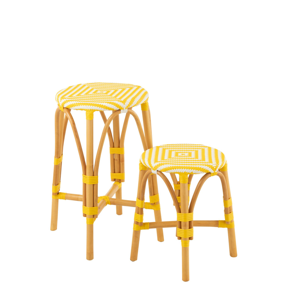 Outdoor Barkruk Live Rond Rotan Geel/Wit J-Line