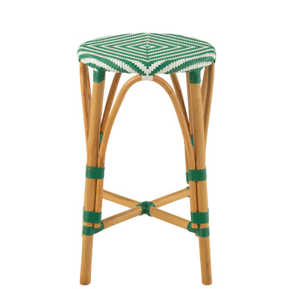 Outdoor Barkruk Live Rond Rotan Groen/Wit J-Line