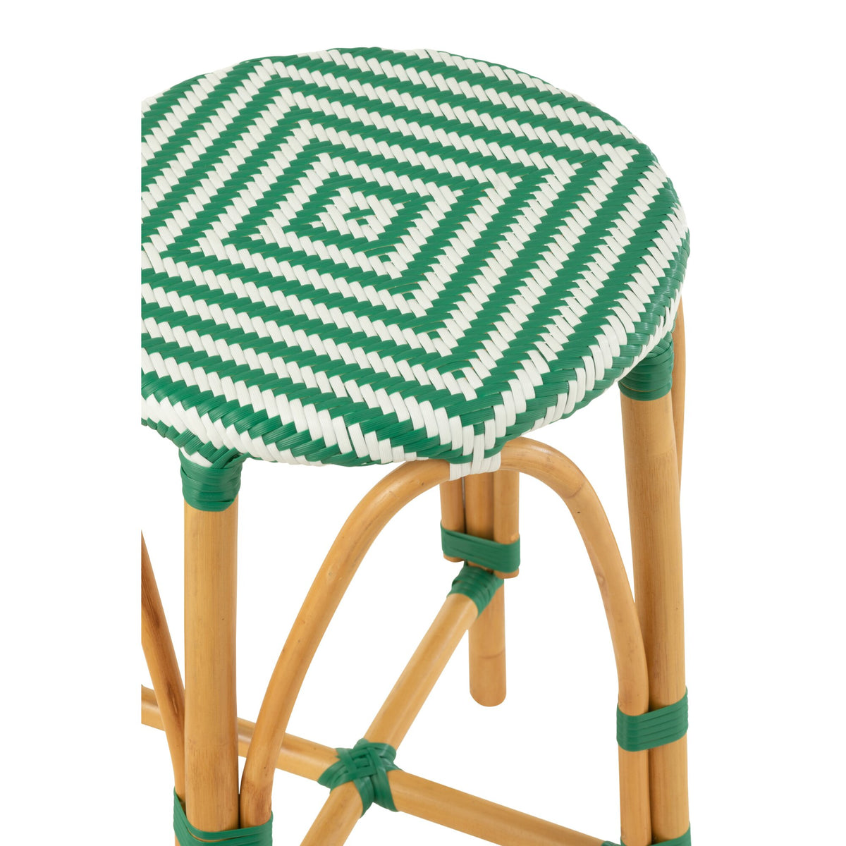 Outdoor Barkruk Live Rond Rotan Groen/Wit J-Line