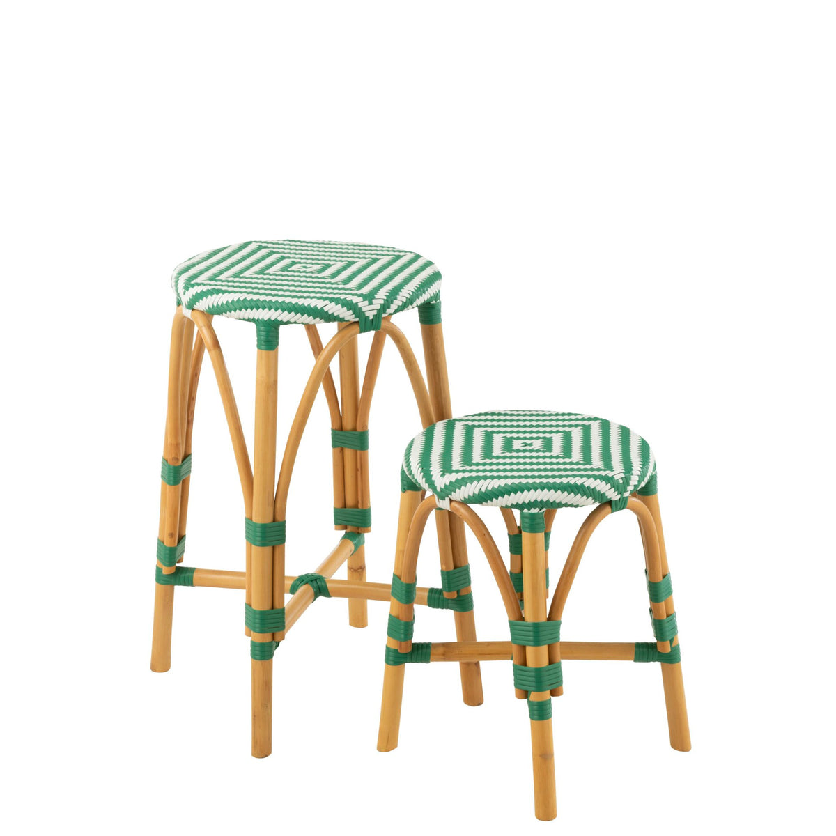 Outdoor Barkruk Live Rond Rotan Groen/Wit J-Line