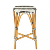 Kruk Rotan Zwart/Wit Large - Barkruk - J-Line - livinglovely.nl
