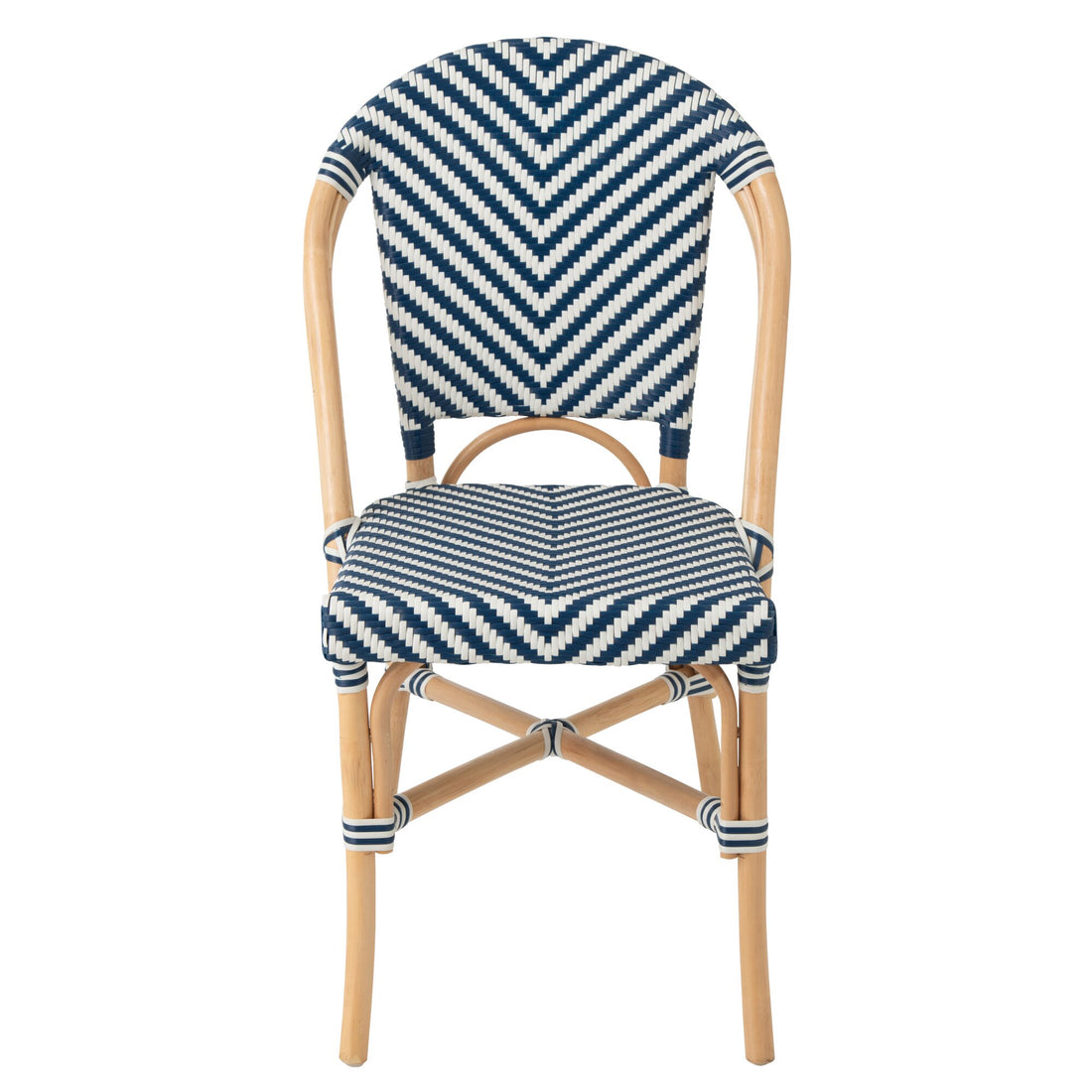 Outdoor Stoel Geo Rond Rotan Blauw/Wit J-Line