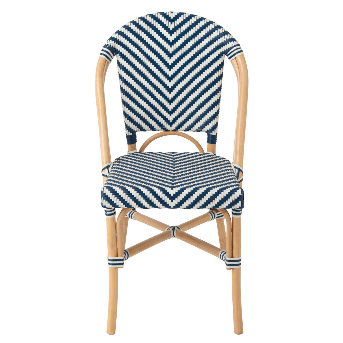 Outdoor Stoel Geo Rond Rotan Blauw/Wit J-Line