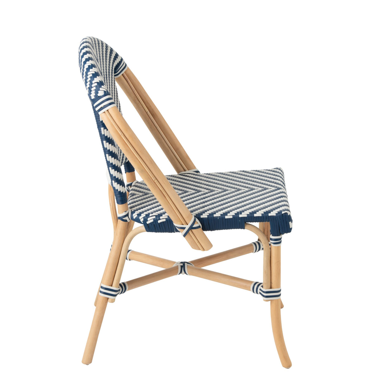 Outdoor Stoel Geo Rond Rotan Blauw/Wit J-Line