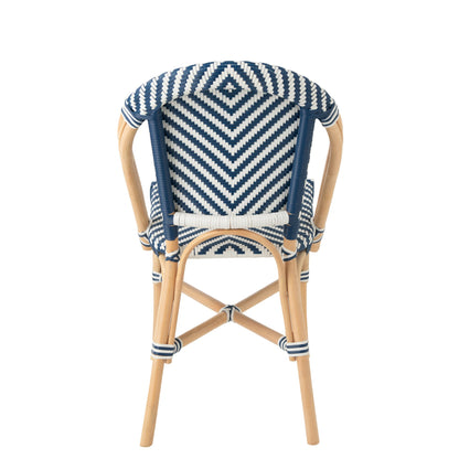 Outdoor Stoel Geo Rond Rotan Blauw/Wit J-Line