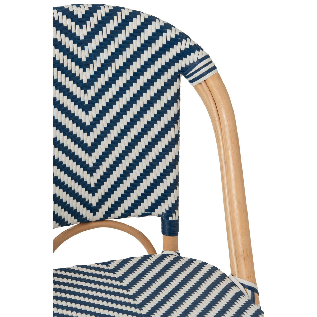 Outdoor Stoel Geo Rond Rotan Blauw/Wit J-Line