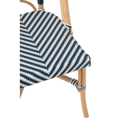 Outdoor Stoel Geo Rond Rotan Blauw/Wit J-Line