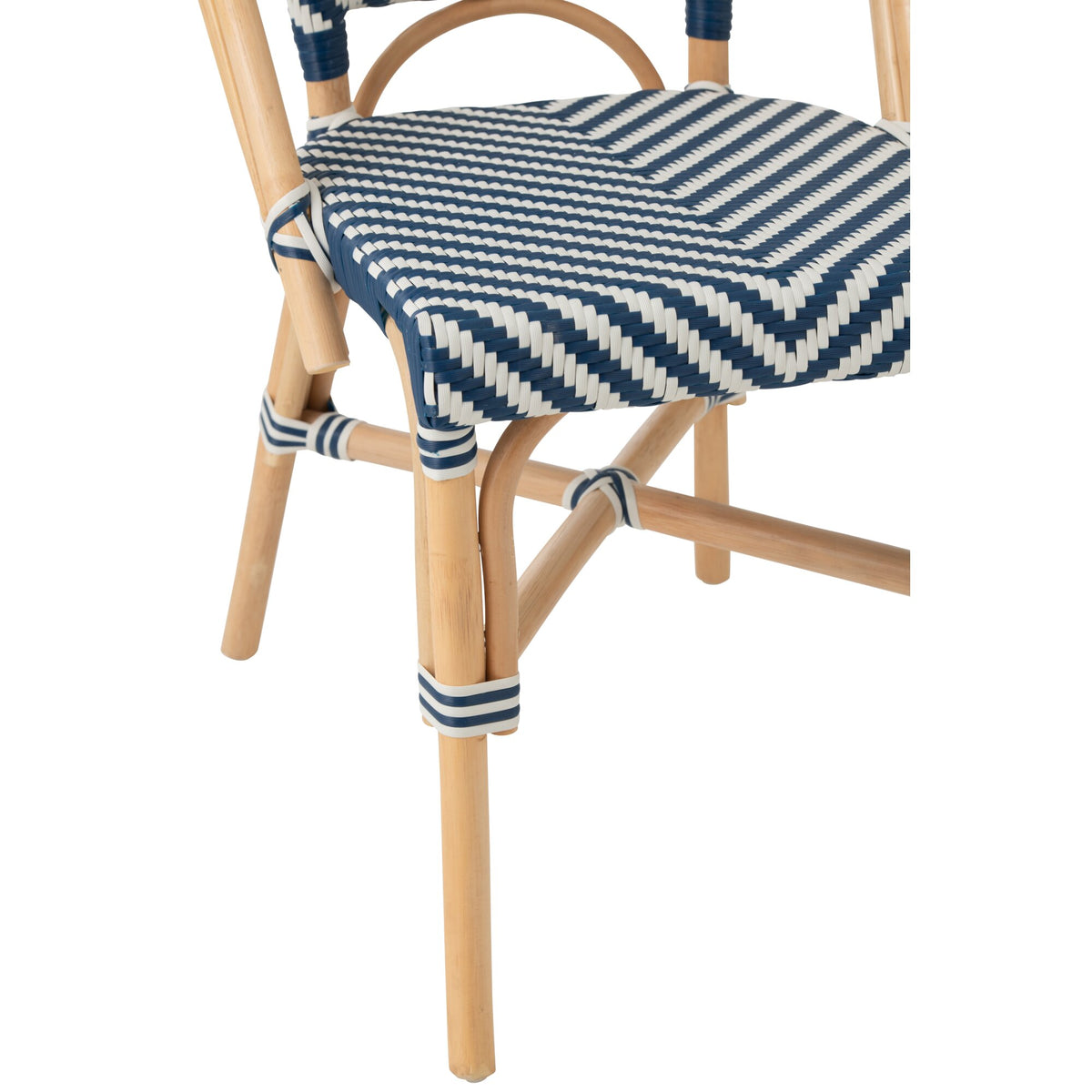 Outdoor Stoel Geo Rond Rotan Blauw/Wit J-Line