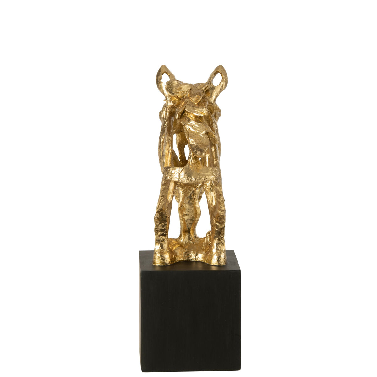 Paard Op Voet Polyresin Goudkleurig/Zwart Large J-Line
