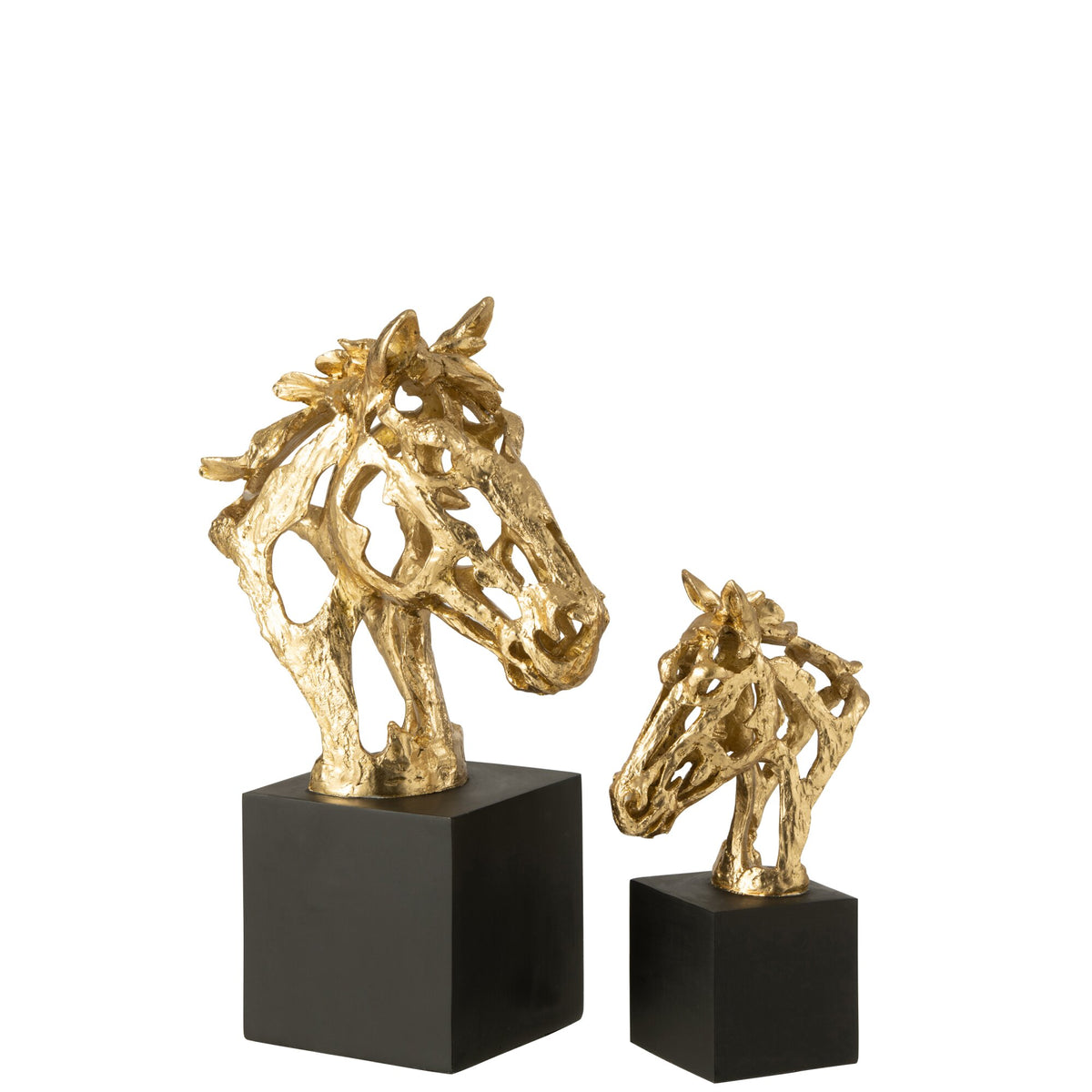 Paard Op Voet Polyresin Goudkleurig/Zwart Large J-Line
