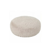 Pilo Poef Hair Stof Beige Rond Small van PTMD, lage ronde poef in beige hair stof op witte achtergrond