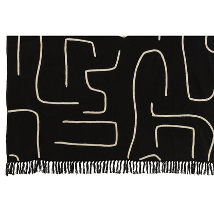 Plaid Strepen/Bogen Katoen Zwart/Wit 130x180cm J-Line