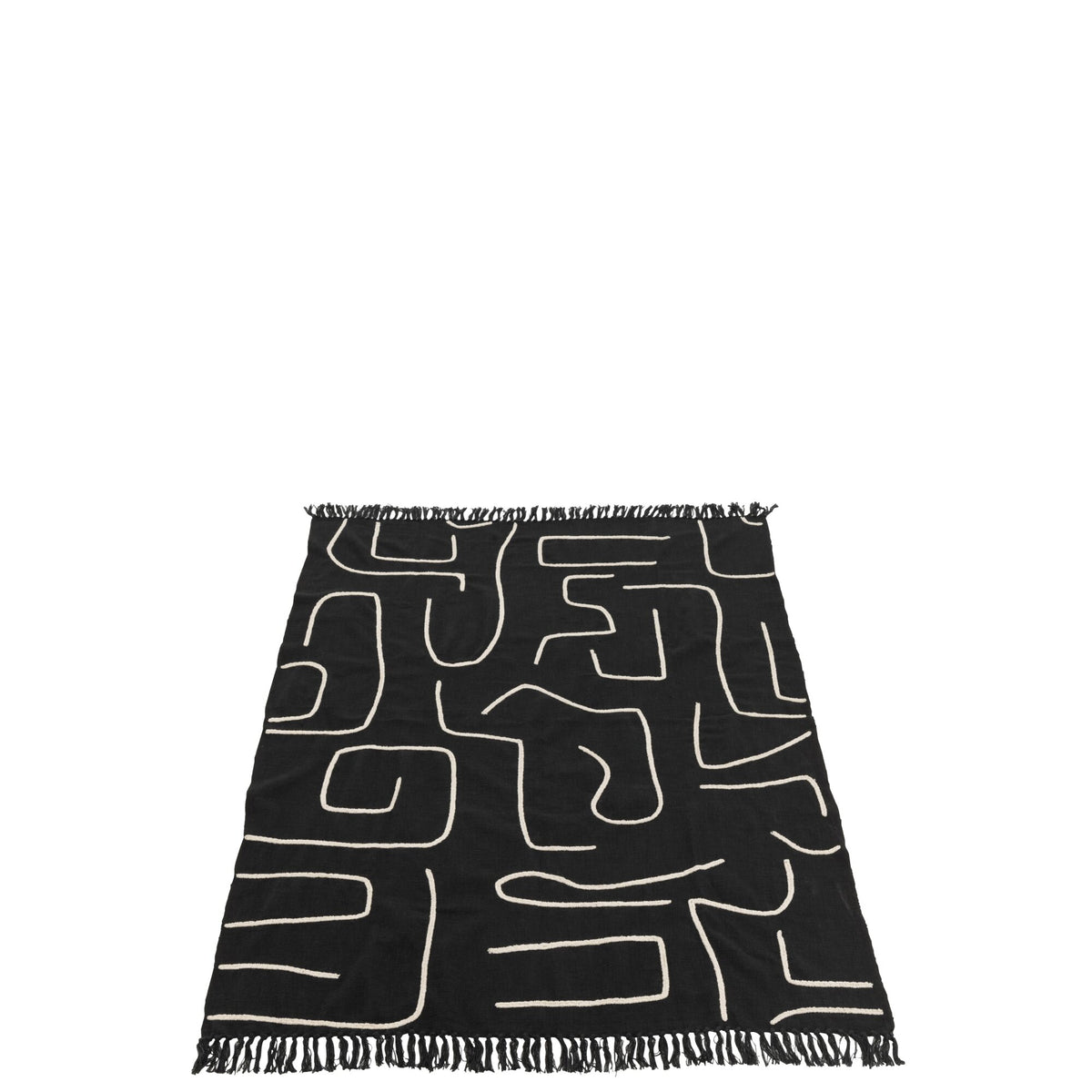 Plaid Strepen/Bogen Katoen Zwart/Wit 130x180cm J-Line