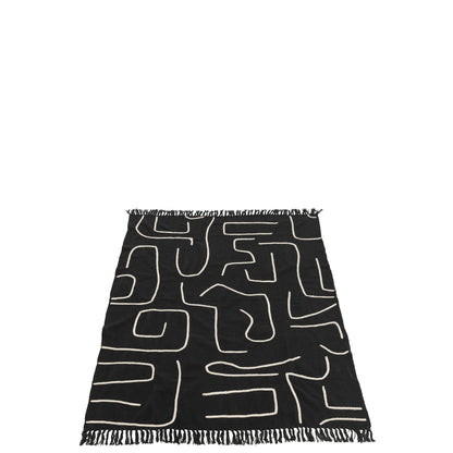 Plaid Strepen/Bogen Katoen Zwart/Wit 130x180cm J-Line