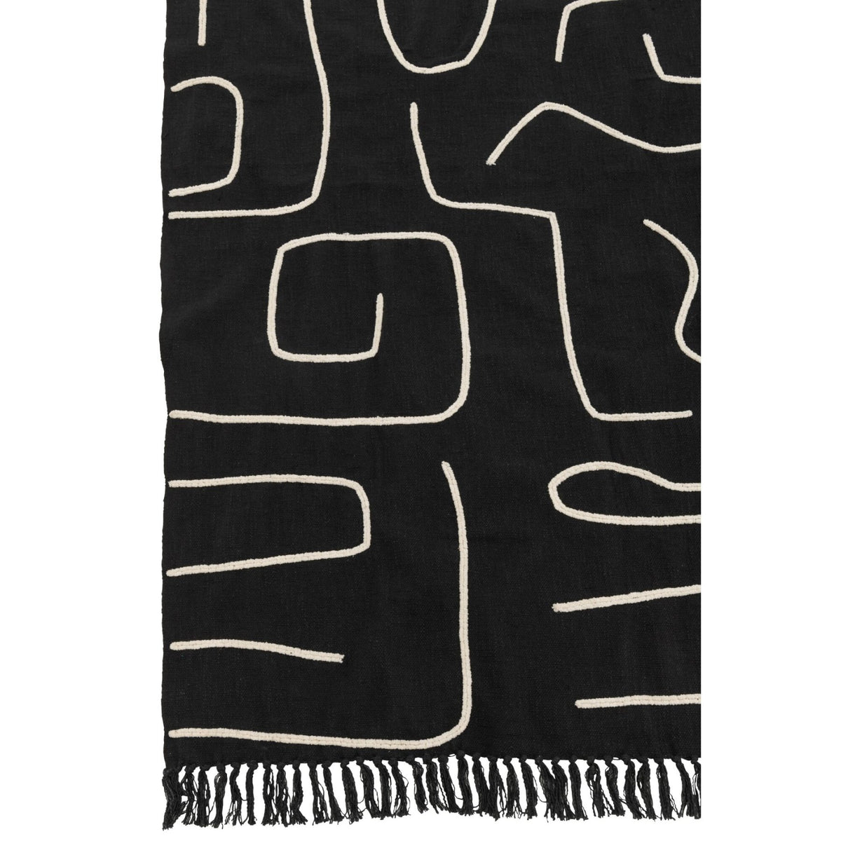 Plaid Strepen/Bogen Katoen Zwart/Wit 130x180cm J-Line