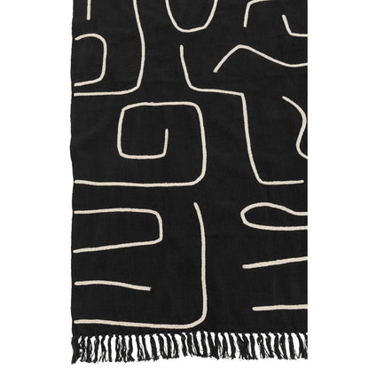 Plaid Strepen/Bogen Katoen Zwart/Wit 130x180cm J-Line