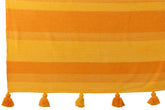 Plaid Strepen + Kwastjes Katoen Oranje J-Line 130x180cm - Poef - J-Line - livinglovely.nl