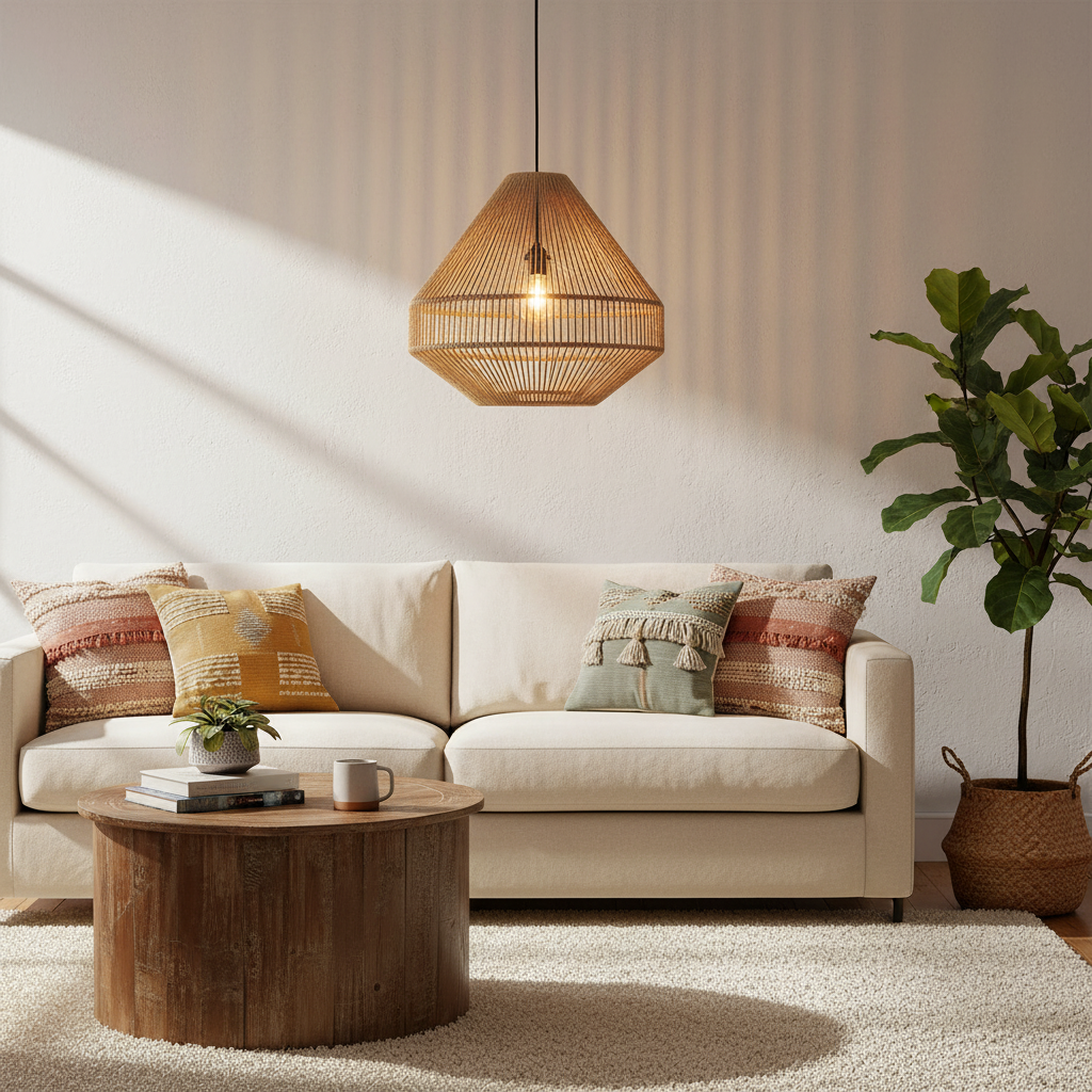 Hanglamp Linea Diamond Touw Naturel Medium Ø44cm Raw Materials