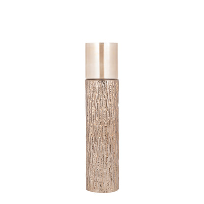 Rezy Windlicht op Voet Bruin Goud Small van PTMD, windlicht op voet met bruin gouden structuur en amber glas
