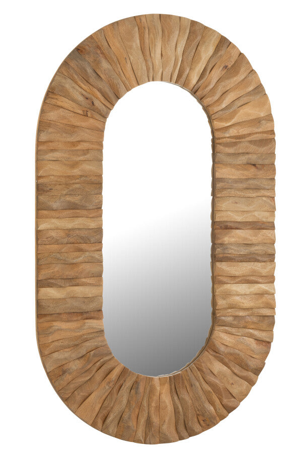 Wandspiegel Curve Ovaal Hout Naturel 152x6x92cm J-Line