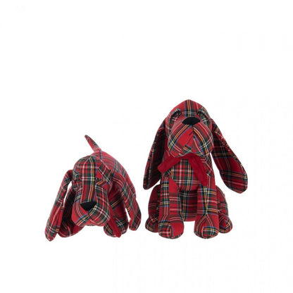 Deurstop Hond Geruit Polyester Kerstrood/Donkergroen set van 2 J-Line