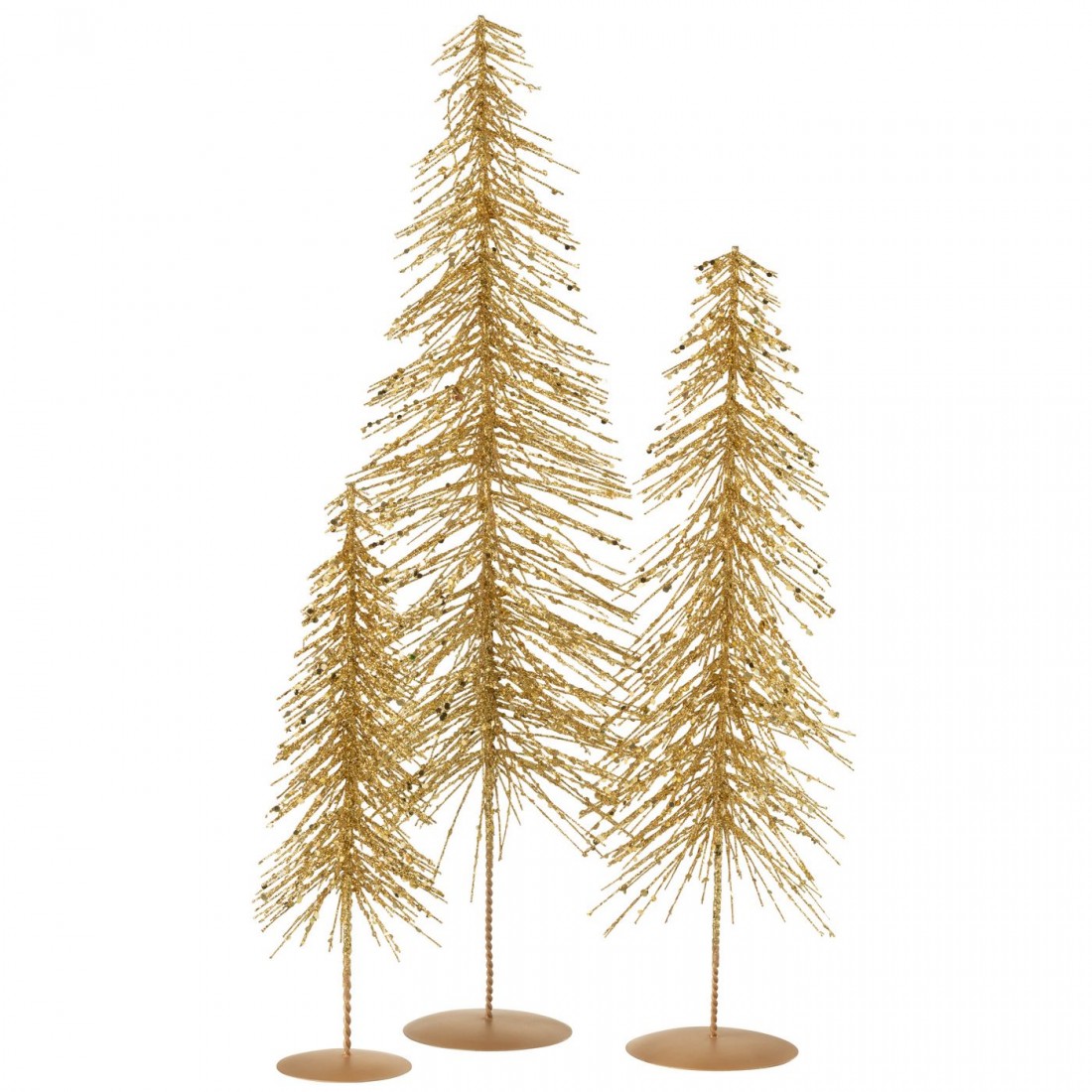 Kerstboom Glitters Plastiek Goudkleurig Set van 3 j-Line