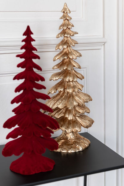 Denneboom Velours Resine Rood Set van 2 J-Line