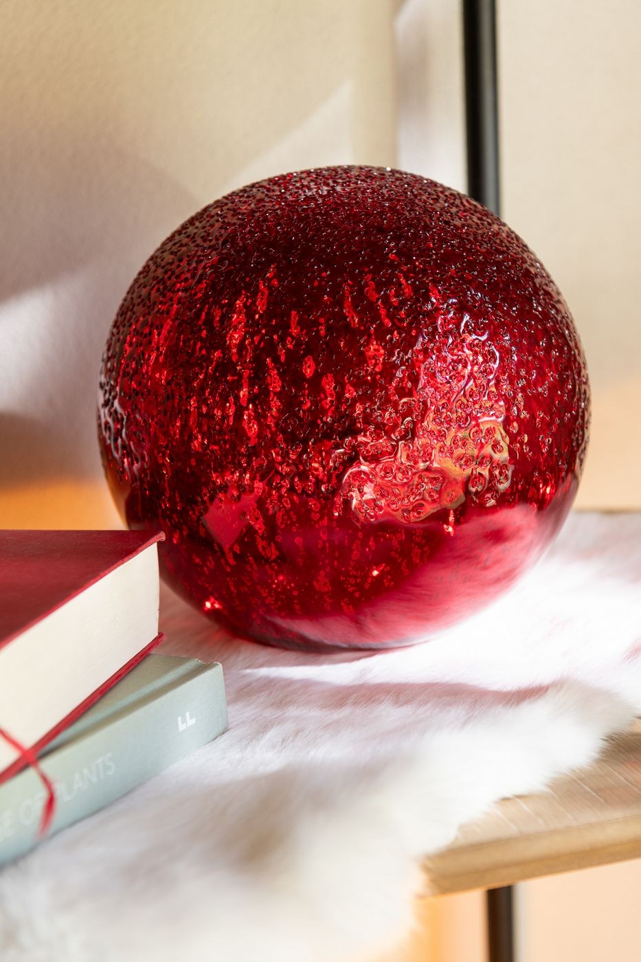 Bal Led Gekraakt Glas Kerstrood Set van 2 J-Line