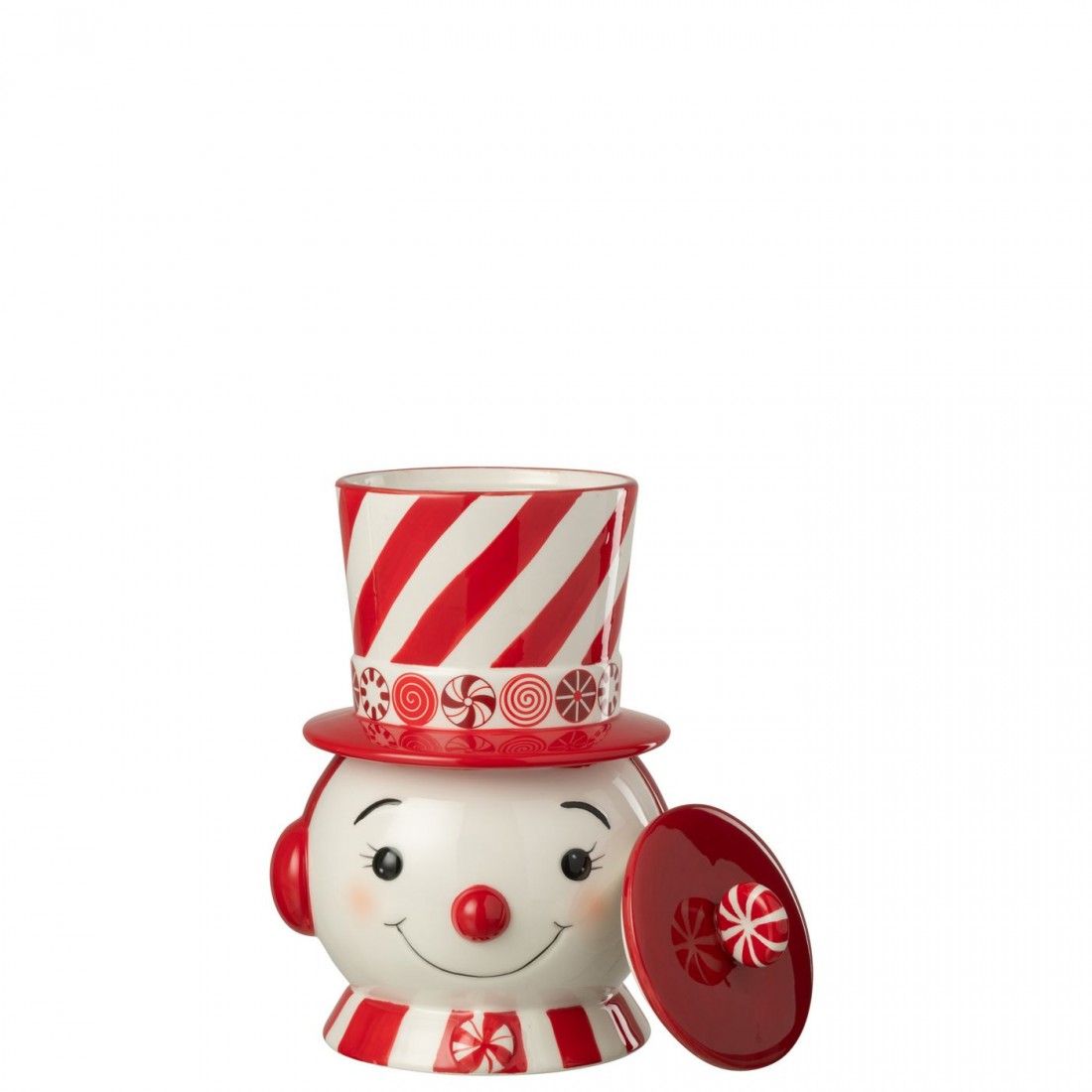 Voorraad Decoratief Sneeuwpop + Hoed Dolomiet Kerstrood/Wit J-Line