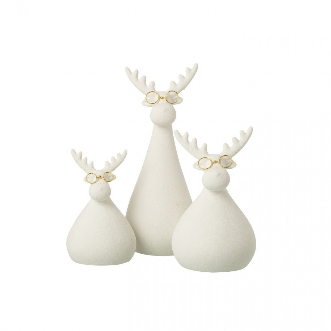 Rendier Bril Porselein Wit/Goudkleurig Set van 3 J-Line