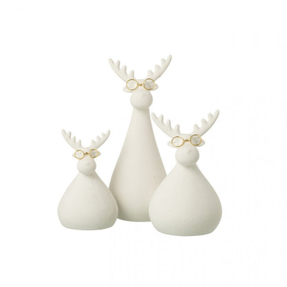 Rendier Bril Porselein Wit/Goudkleurig Set van 3 J-Line