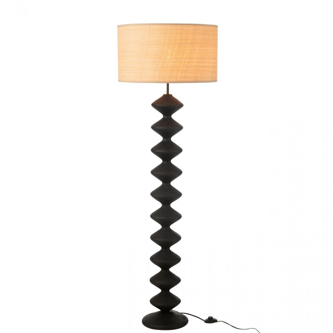 Vloerlamp Rups Populierenhout Zwart/Naturel H156cm J-Line
