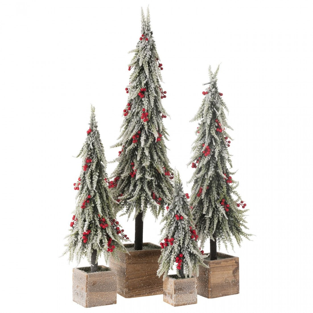 Kerstboom + Led Kunststof Sneeuw Groen/Rood Medium H60cm J-Line