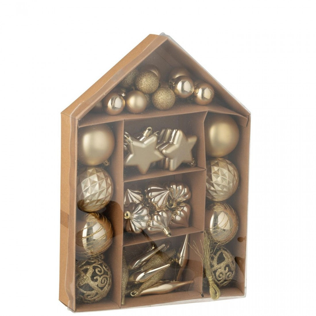 Doos Van 50 Kerstbal Plastiek Goudkleurig J-Line