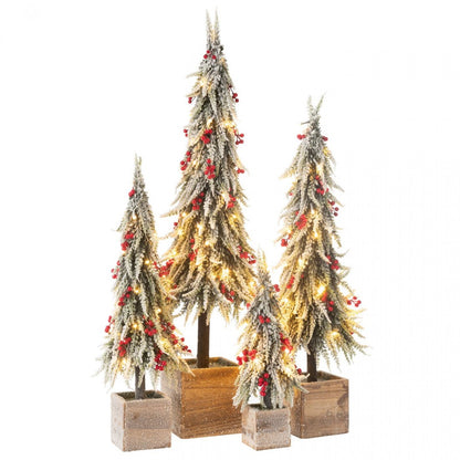 Kerstboom + Led Kunststof Sneeuw Groen/Rood Large H75cm J-Line