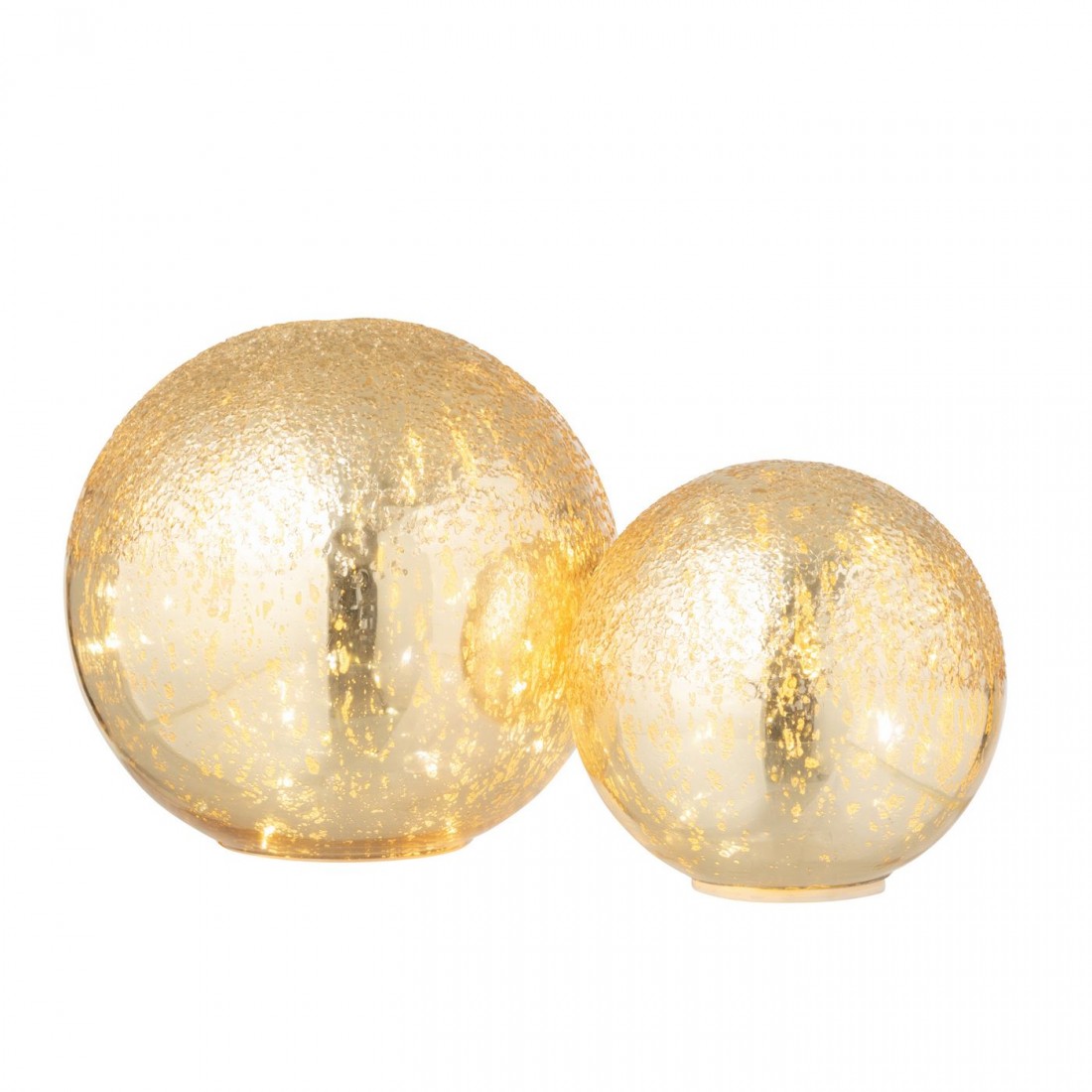Bal Led Gekraakt Glas Goudkleurig Set van 2 J-Line